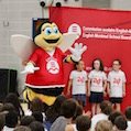 Students with Bumble the EMSB mascott