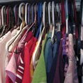 clothes hanging in a closet