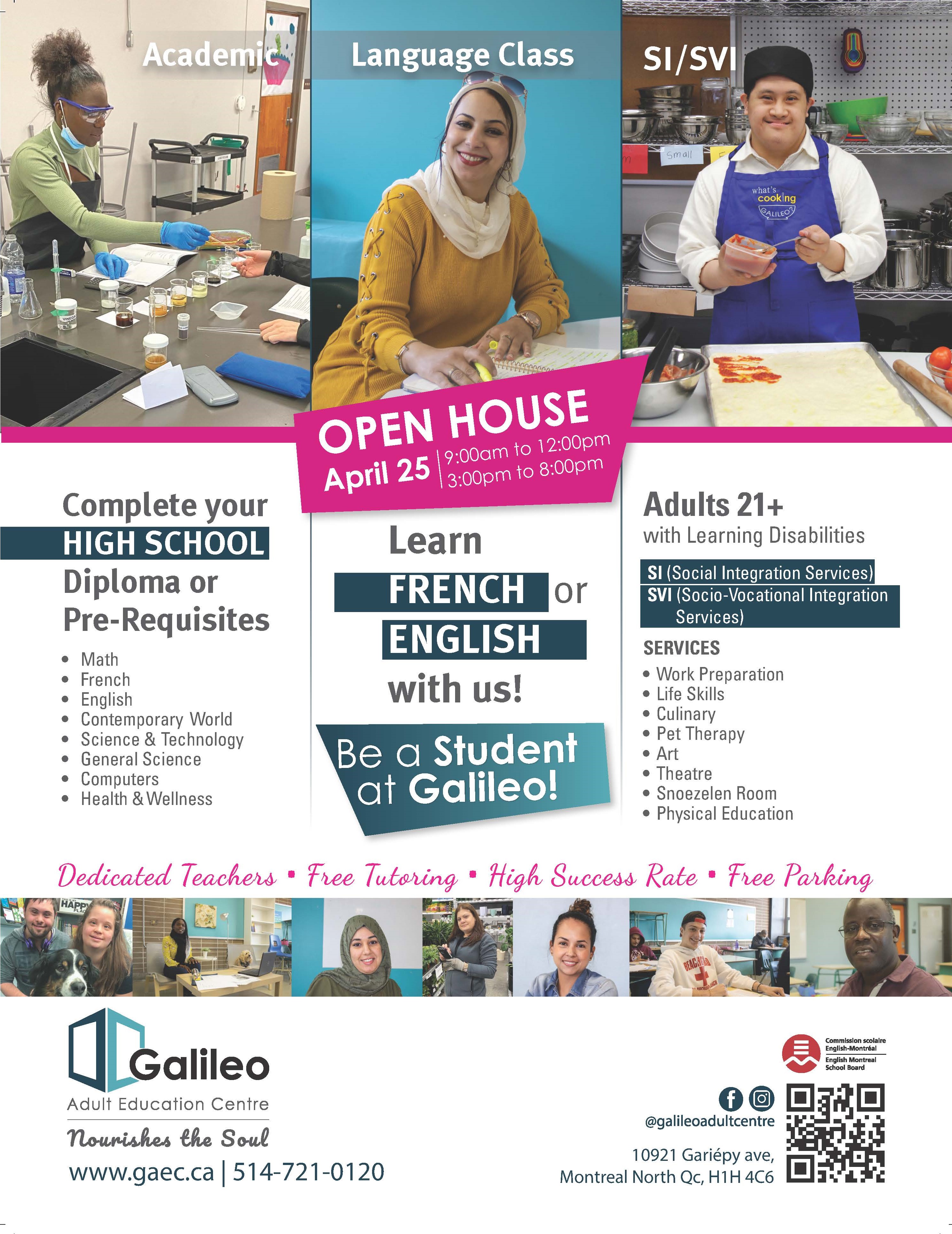 Galileo Adult Education Centre Open House  Flyer