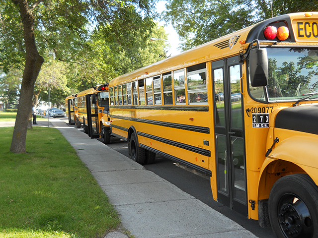School buses line