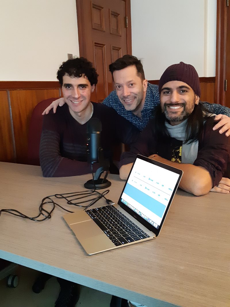 Steven Atme, Mark Bergman and Fareed Gul recording a podcast at the English Montreal School Board in February 2020
