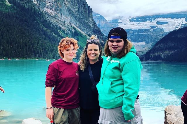 From left, Juliette Hay, Danielle Desrosiers and Carly Hay at Lake Louise, Alberta in August 2022. Photo courtesy of D. Desrosiers 