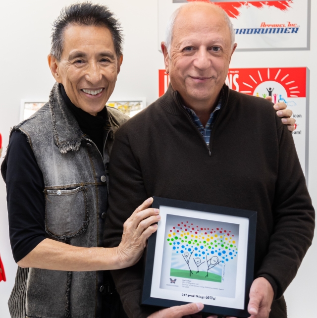 Simon Chang and Eyal Cohen talk fashion and philanthropy in Chang’s foundation office at 555 Chabanel on October 10. Photo: Etienne Béland, Pickle Creative Inc. 