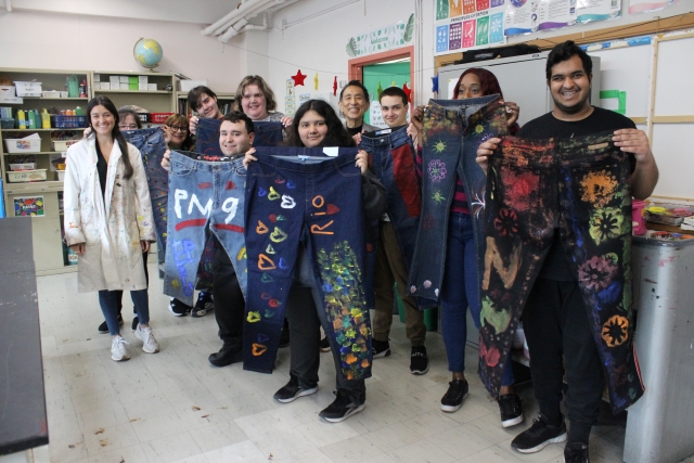 Photo: DÉFIS group at L.I.N.K.S High School share their jazzed-up jeans on June 9.