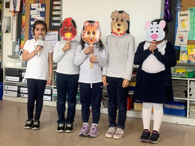Students in Georgia Papadopoulos' Grade 1 class reenact the fable The Little Red Hen as they learn the value of teamwork.