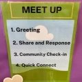 A sign displaying details of the "Morning Meetup." Photo courtesy of Elizabeth Ballantyne Elementary School  