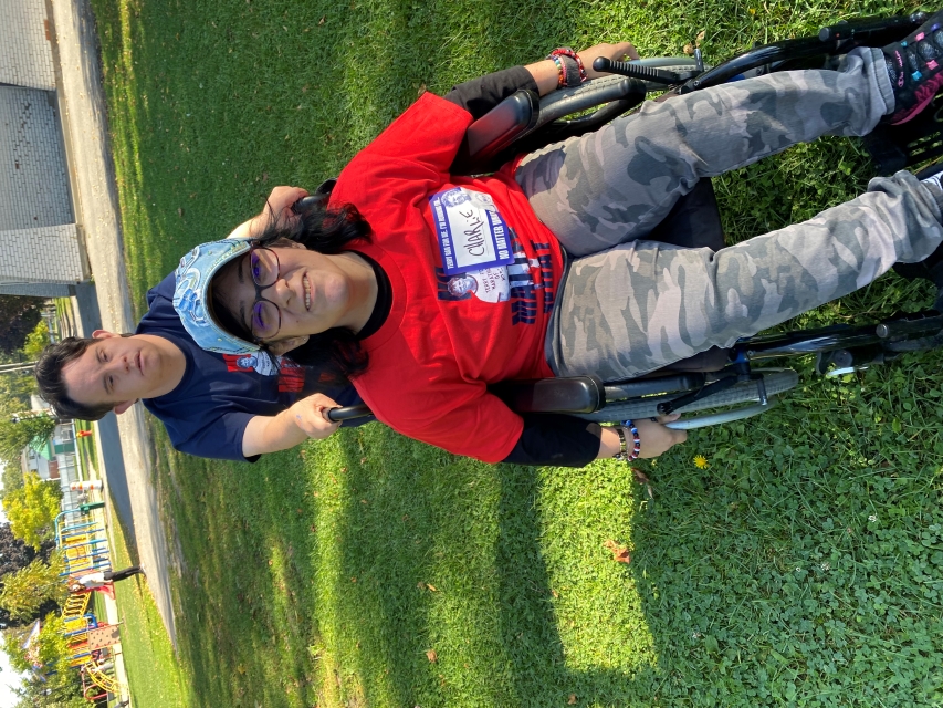 Adriana and Lenny take a second to pose during their Terry Fox Run on October 4. Wagar students met in a nearby park to complete the 5-km walk. 