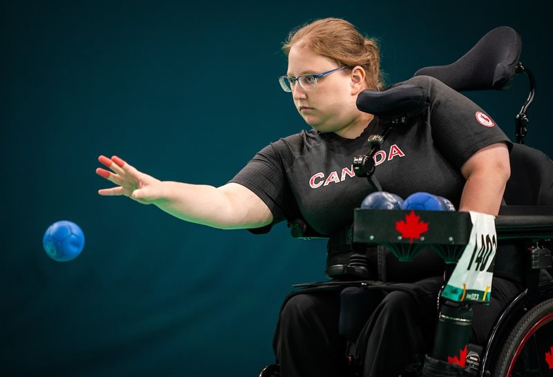  Alison Levine competing in individual Boccia at the Parapan American Games in Santiago, November 20, 2023. Photos courtesy of the Canadian Paralympic Committee