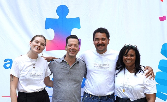 From left: Megan Griffin, Mark Bergman, Josh Cunningham and Nicki Cunningham at the 2023 Autism Speaks Canada Walk at Dawson College on June 11. Photo: Kevin J. Raftery 
