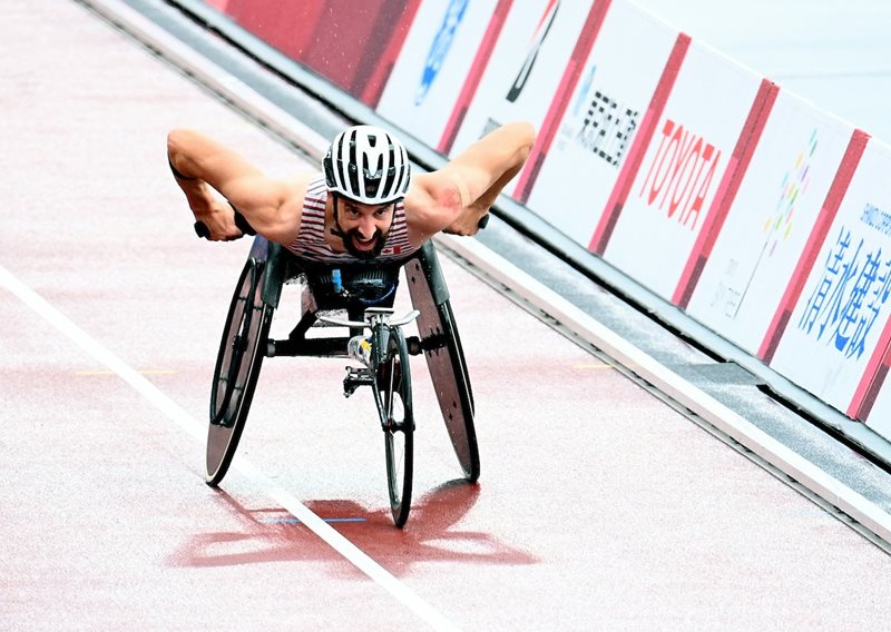 Brent Lakatos competes in the men's marathon final at the Tokyo 2020 games, September 5, 2021.