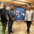 Les cofondateurs Martin Prévost, Pierre Bissonnette et Bruno Wicker lors d’un événement en juin 2023 sur l’inclusion des personnes neuroatypiques en milieu de travail. Photo courtoisie de M. Prévost 