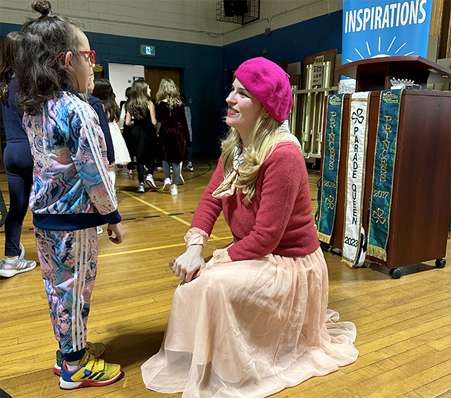 Samara O’Gorman takes all the time she needs to answer a student’s question after her presentation at Edinburgh Elementary School of the EMSB on February 27. Photo: Mark Bergman