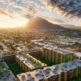 An aerial view of Old Town Scottsdale and Camelback Mountain (Photo by Sean O'Brien for Experience Scottsdale.)