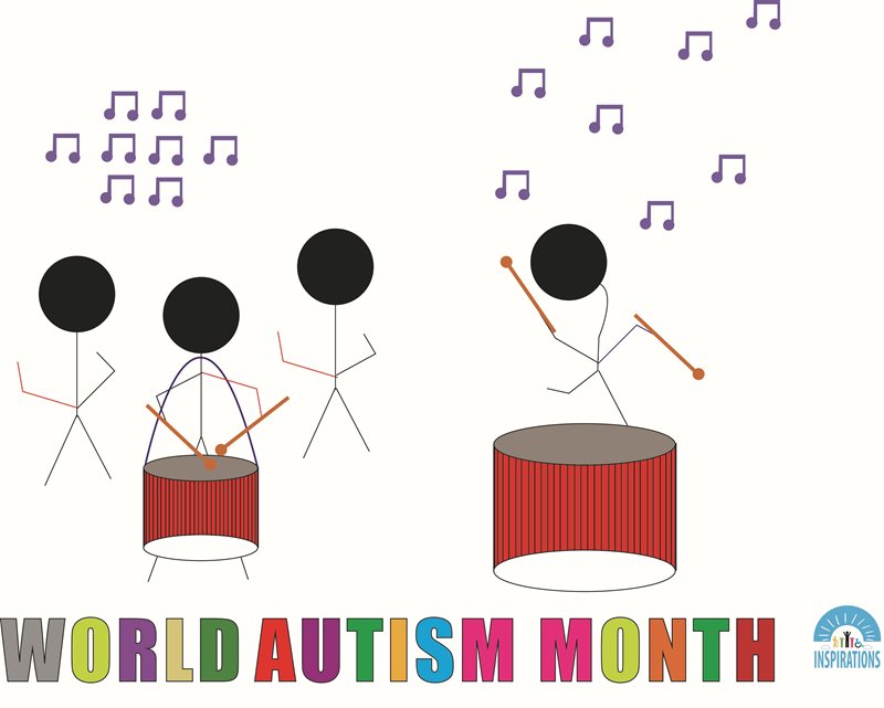 Stacey said that this logo “symbolizes the phrase 'marching to the beat of your own drum,' as most people on the autism spectrum tend to do on their own."
