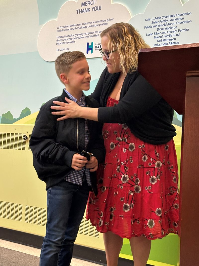 Zachary and his mother Elaine Dix-Holbrough visit the newly updated Pediatric Deaf and Hard of Hearing Wing at the Lethbridge-Layton-Mackay Rehabilitation Centre on June 12. 